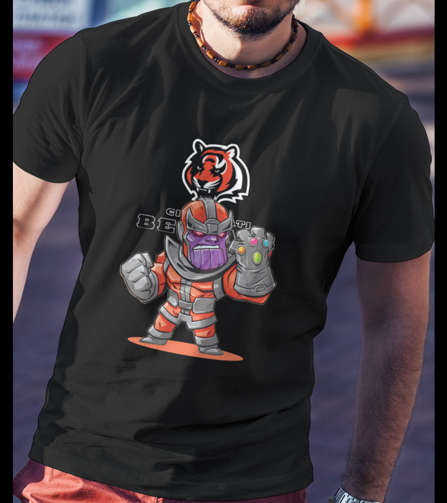 Cincinnati Bengals Thanos Fan Crossover With Gauntlet And Team T-Shirt
