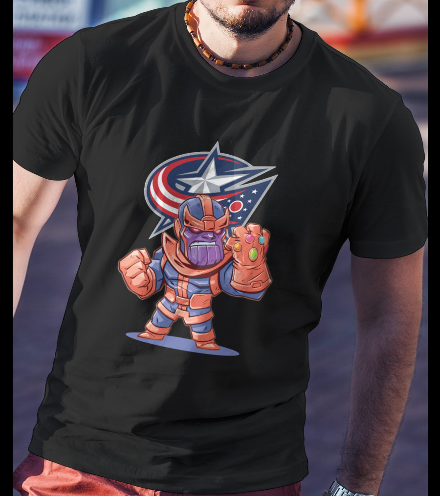 Columbus Blue Jackets Fans Meet Thanos Crossover T-Shirt