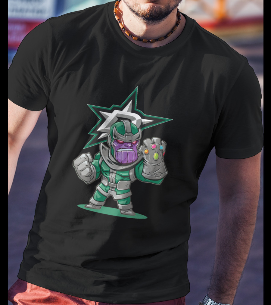 Dallas Stars Hockey Fans Thanos Mashup Infinity Gauntlet T-Shirt