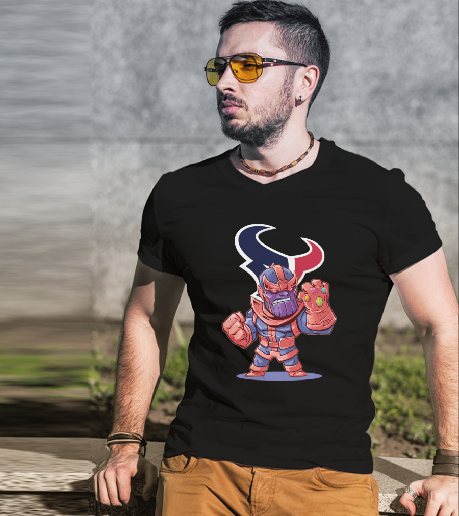 Thanos Infinity Gauntlet Houston Texans Fans Cartoon T-Shirt