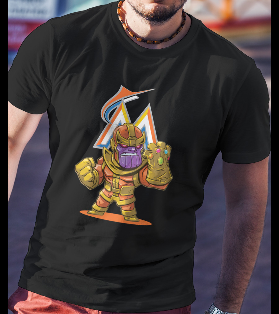 Thanos Miami Marlins Infinity Gauntlet Mashup T-Shirt