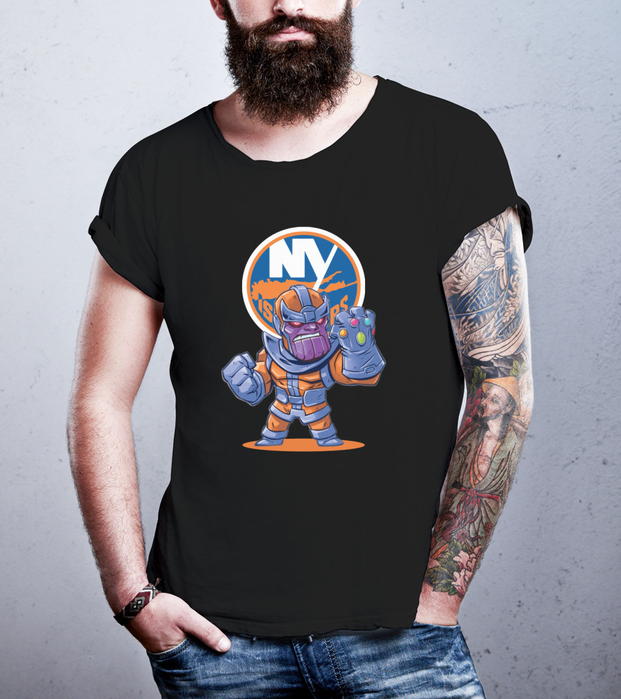 NY Islanders Thanos Fan Art With Infinity Gauntlet And Team T-Shirt