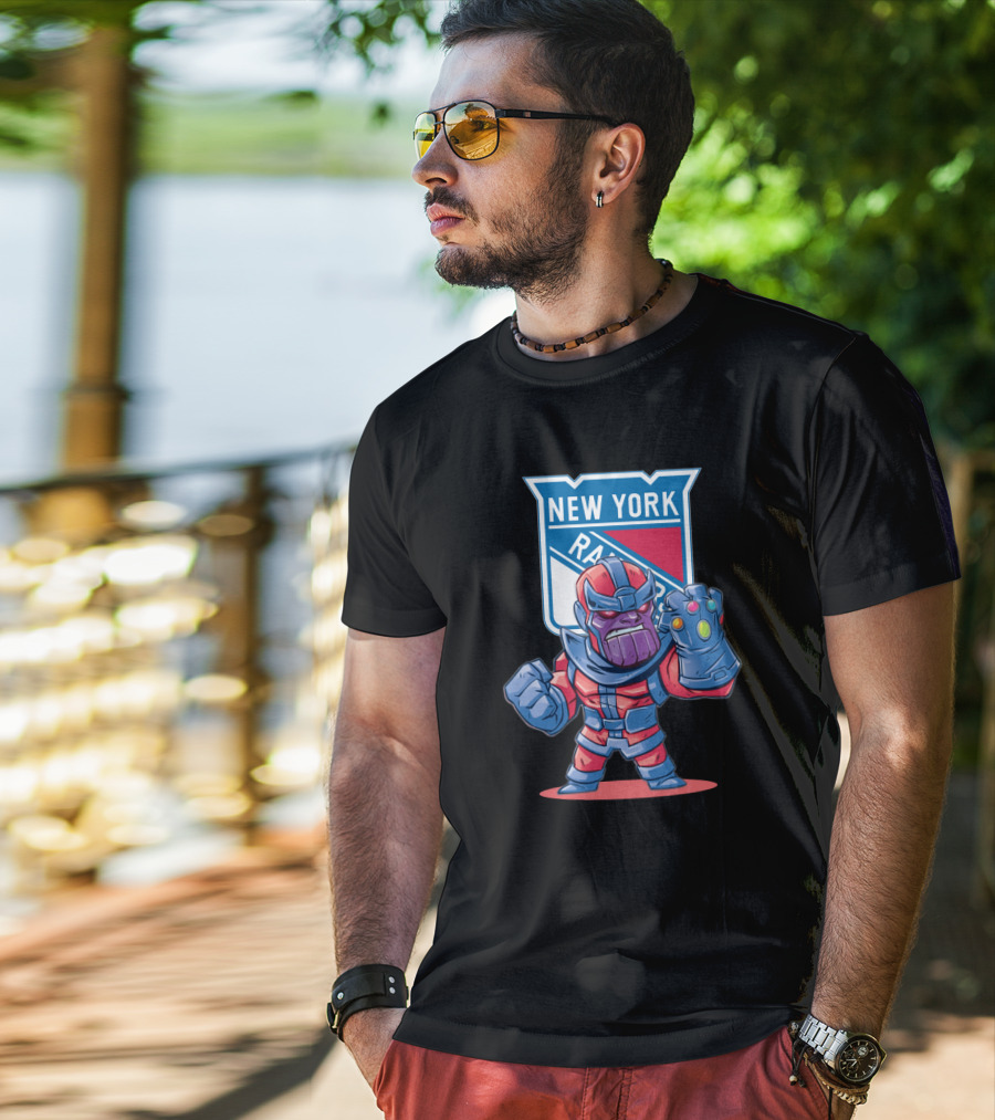 Thanos New York Rangers NHL Crossover With Infinity Gauntlet T-Shirt