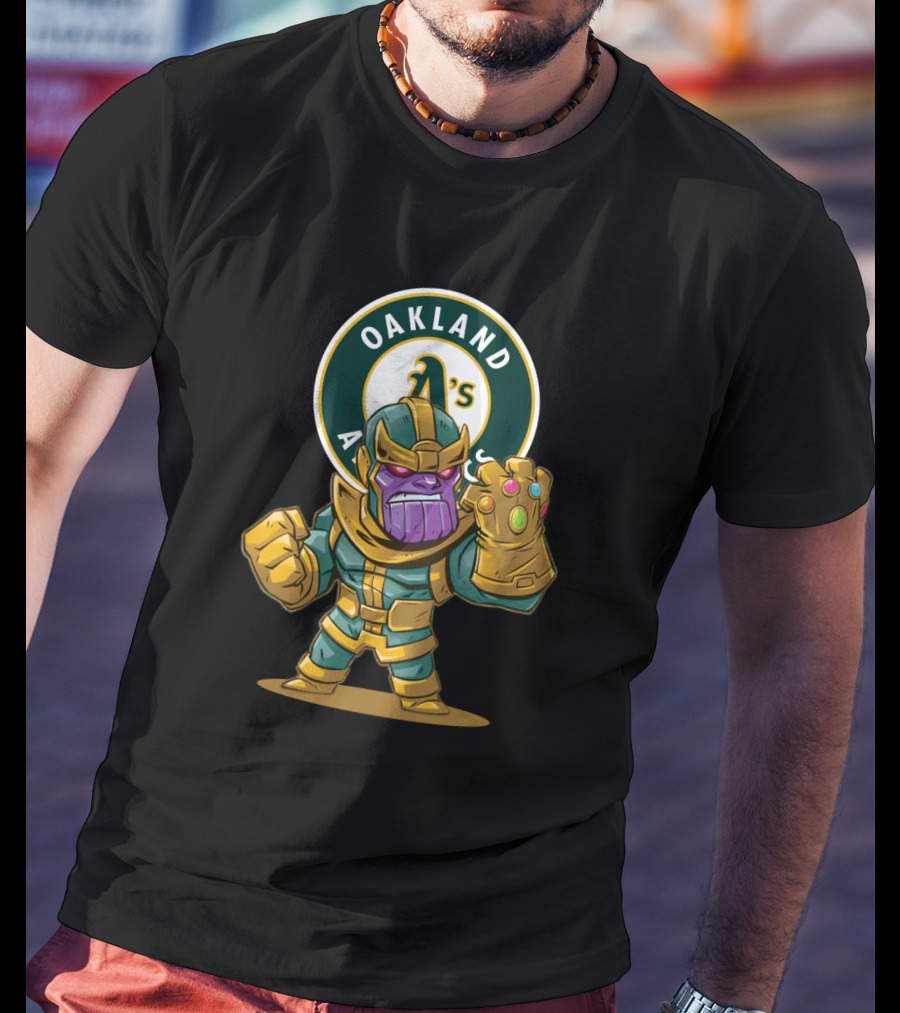 Oakland Athletics Thanos Infinity Gauntlet Crossover Fan T-Shirt