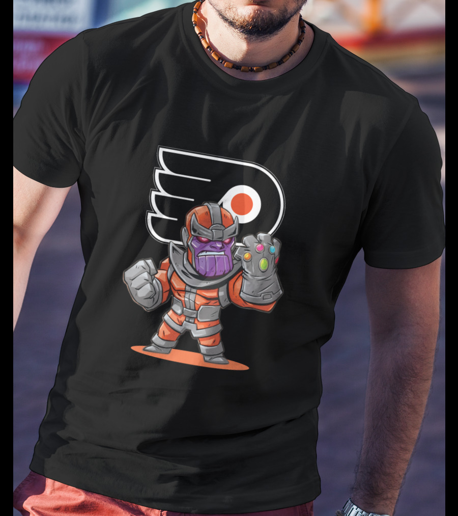 Thanos Philadelphia Flyers Fans Mashup With Infinity Gauntlet T-Shirt