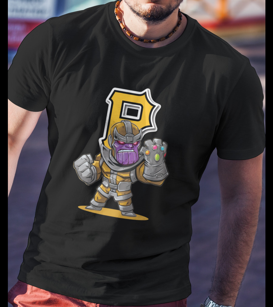 Thanos Pittsburgh Pirates Mashup Gauntlet P Baseball T-Shirt