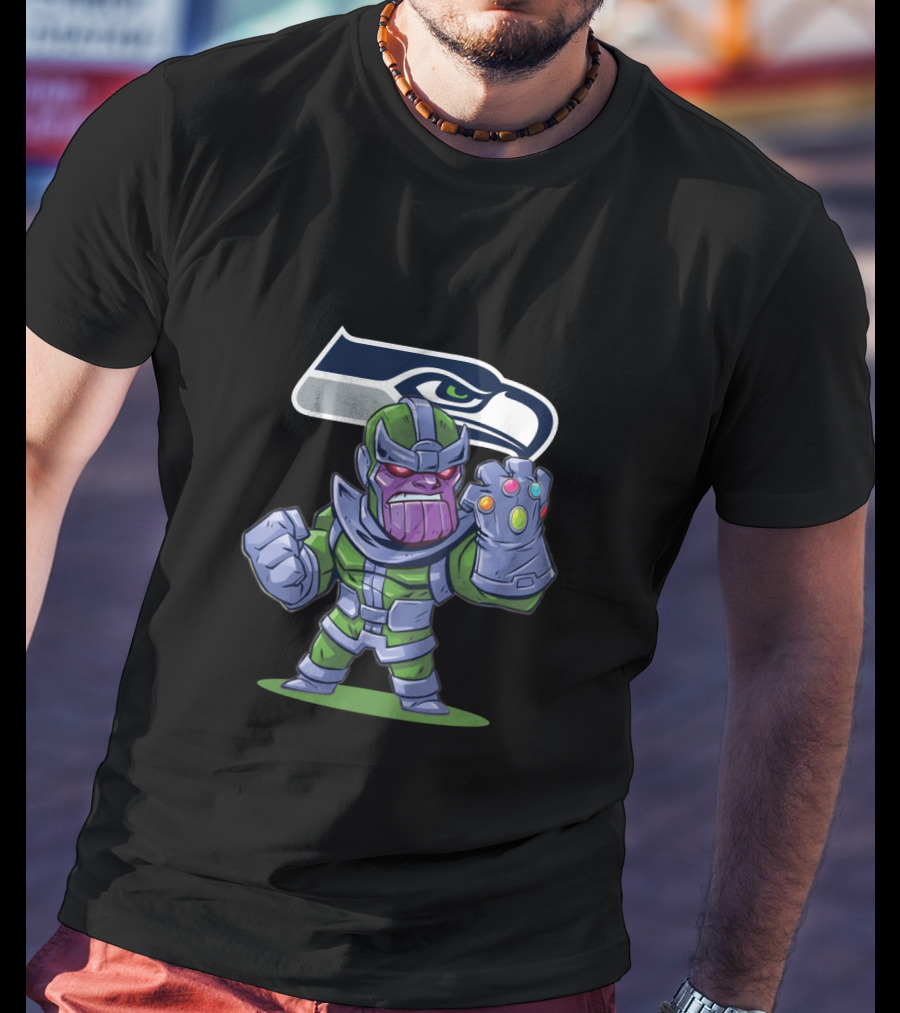 Thanos Meets Seattle Seahawks Iconic Football Mashup T-Shirt