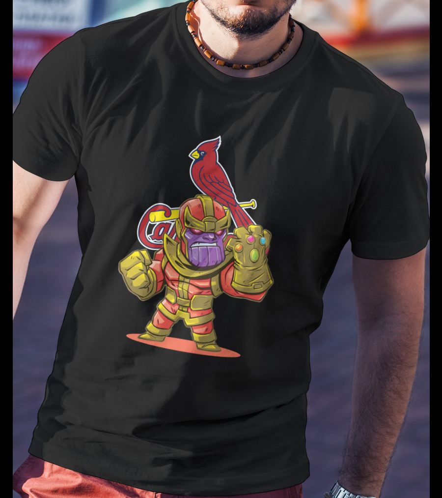 Thanos Infinity Gauntlet Meets St. Louis Cardinals Baseball Fan T-Shirt