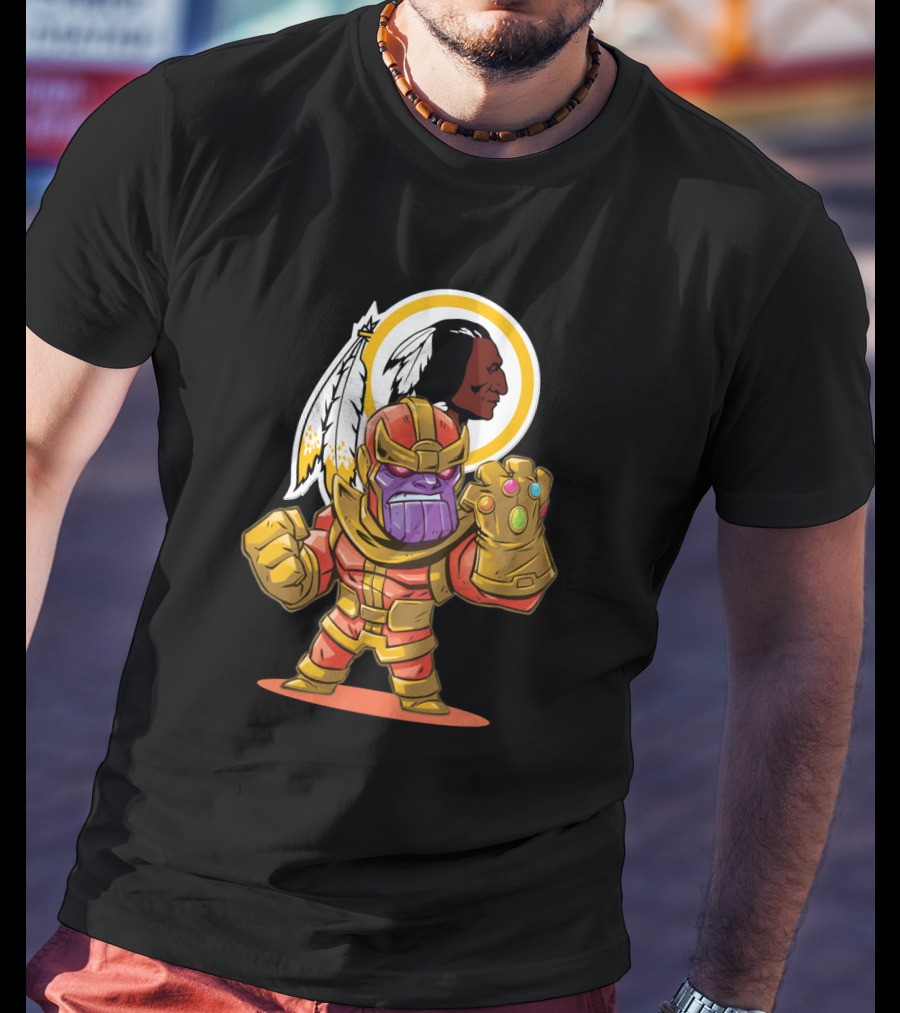 Thanos In Washington Redskins Colors With Infinity Gauntlet T-Shirt