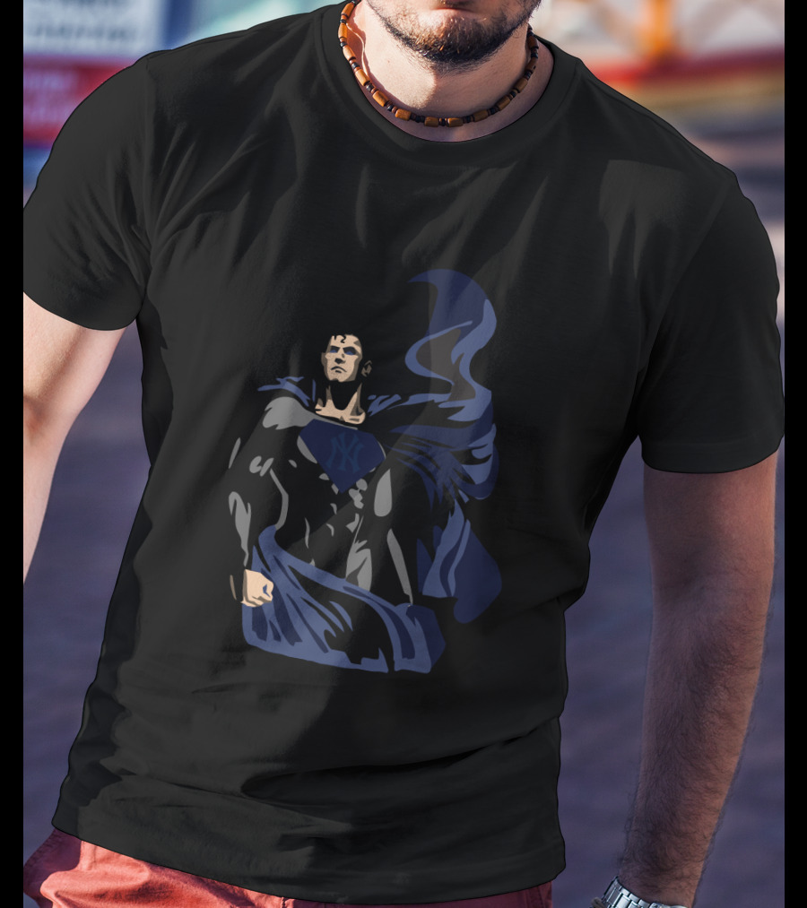 Superman New York Yankees Crossover Hero Icon Graphics T-Shirt