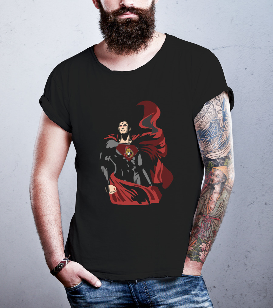 Superman Ottawa Senators Hockey Hero Iconic Emblem Crossover T-Shirt