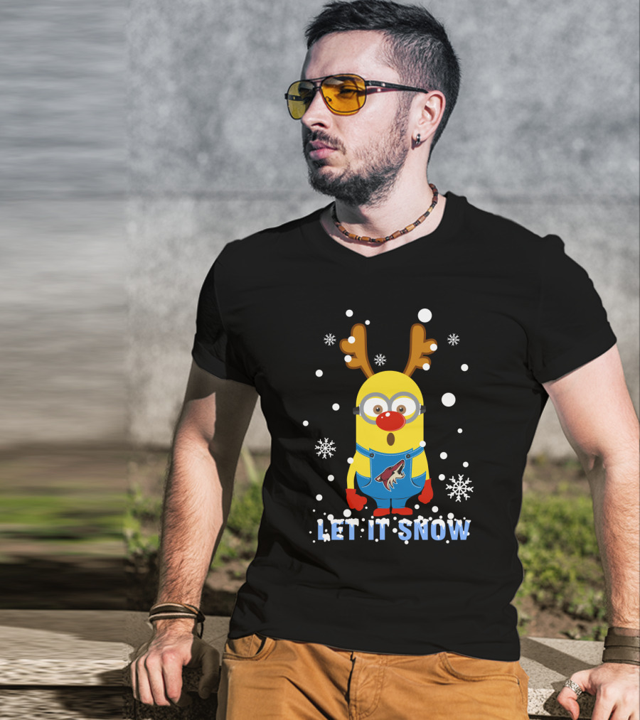 Let It Snow Minion Arizona Coyotes Reindeer T-Shirt