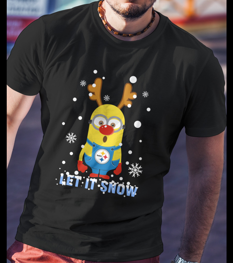 Pittsburgh Steelers Minion Let It Snow Xmas Fan T-Shirt