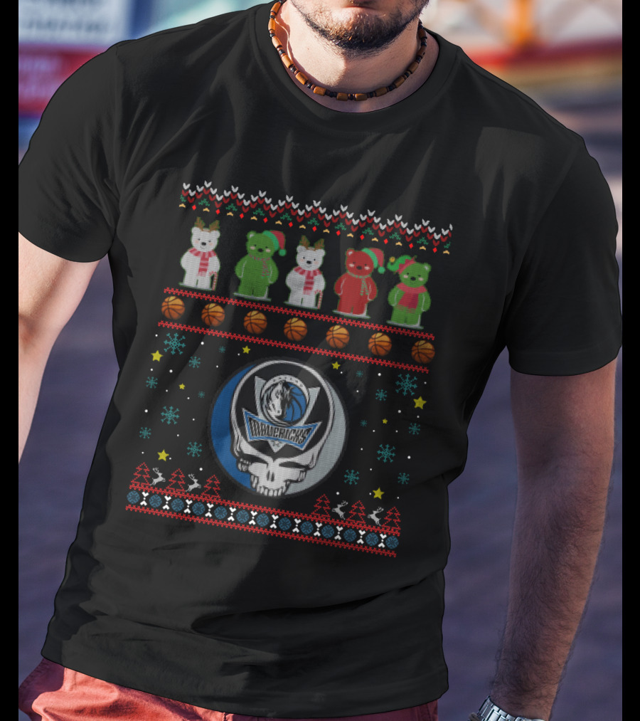 Dallas Mavericks Grateful Dead Bears Christmas T-Shirt