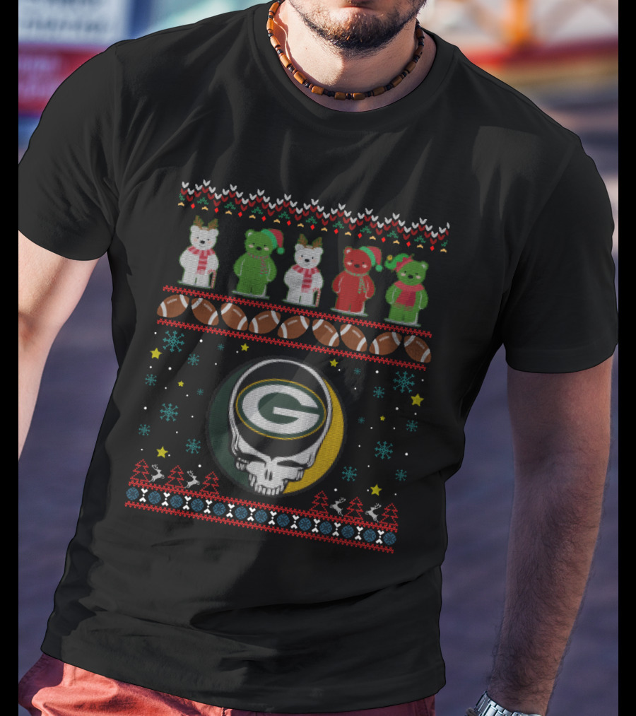 Green Bay Packers Grateful Dead Bears Christmas T-Shirt