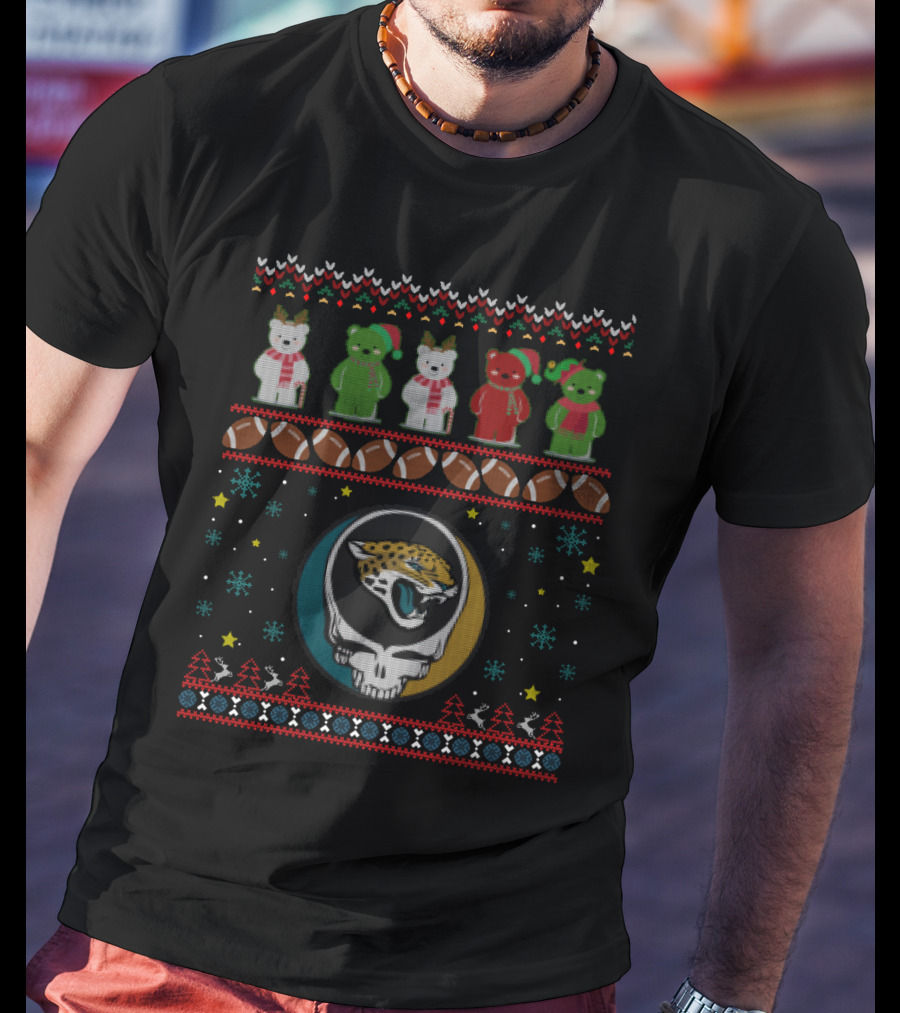 Jacksonville Jaguars Grateful Dead Bears Christmas T-Shirt