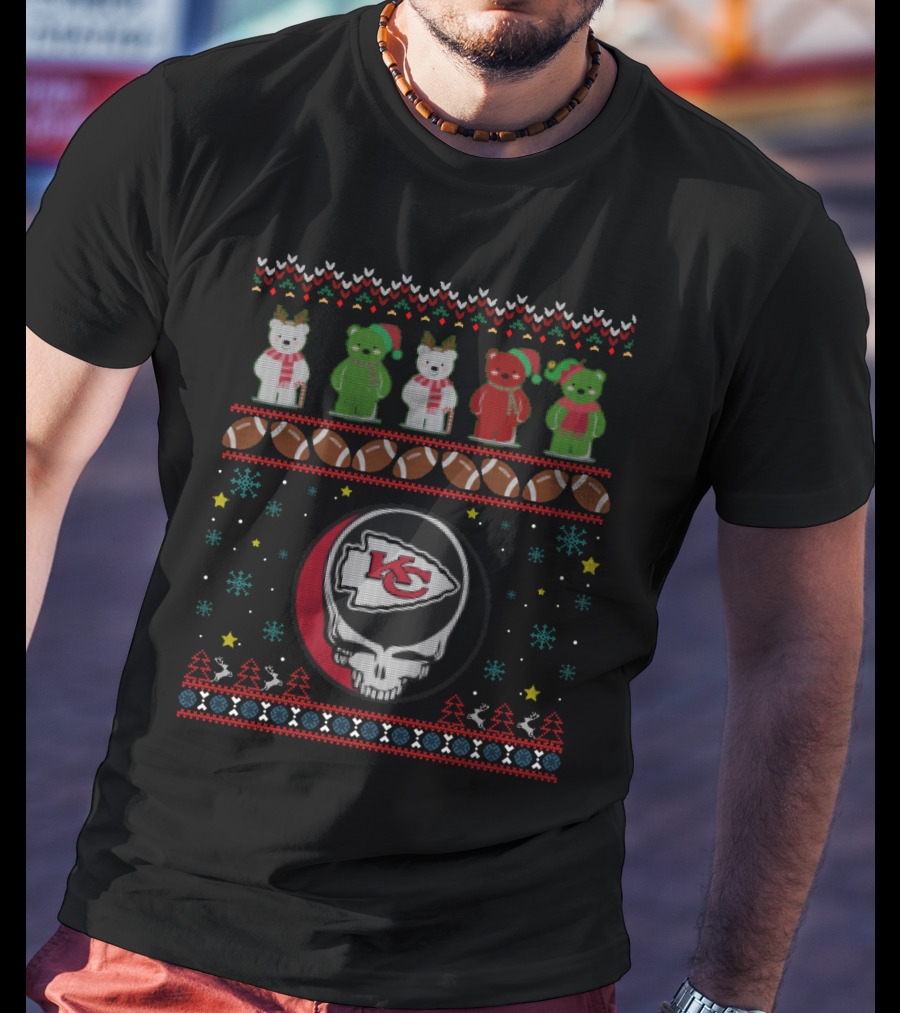 Kansas City Chiefs Grateful Dead Bears Christmas T-Shirt