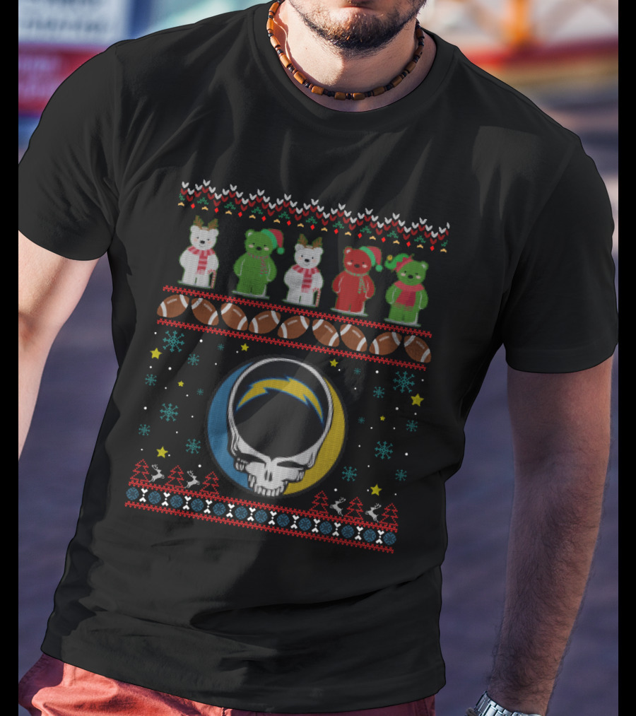 La Chargers Bears Grateful Dead Christmas Football Skullfest Holiday T-Shirt