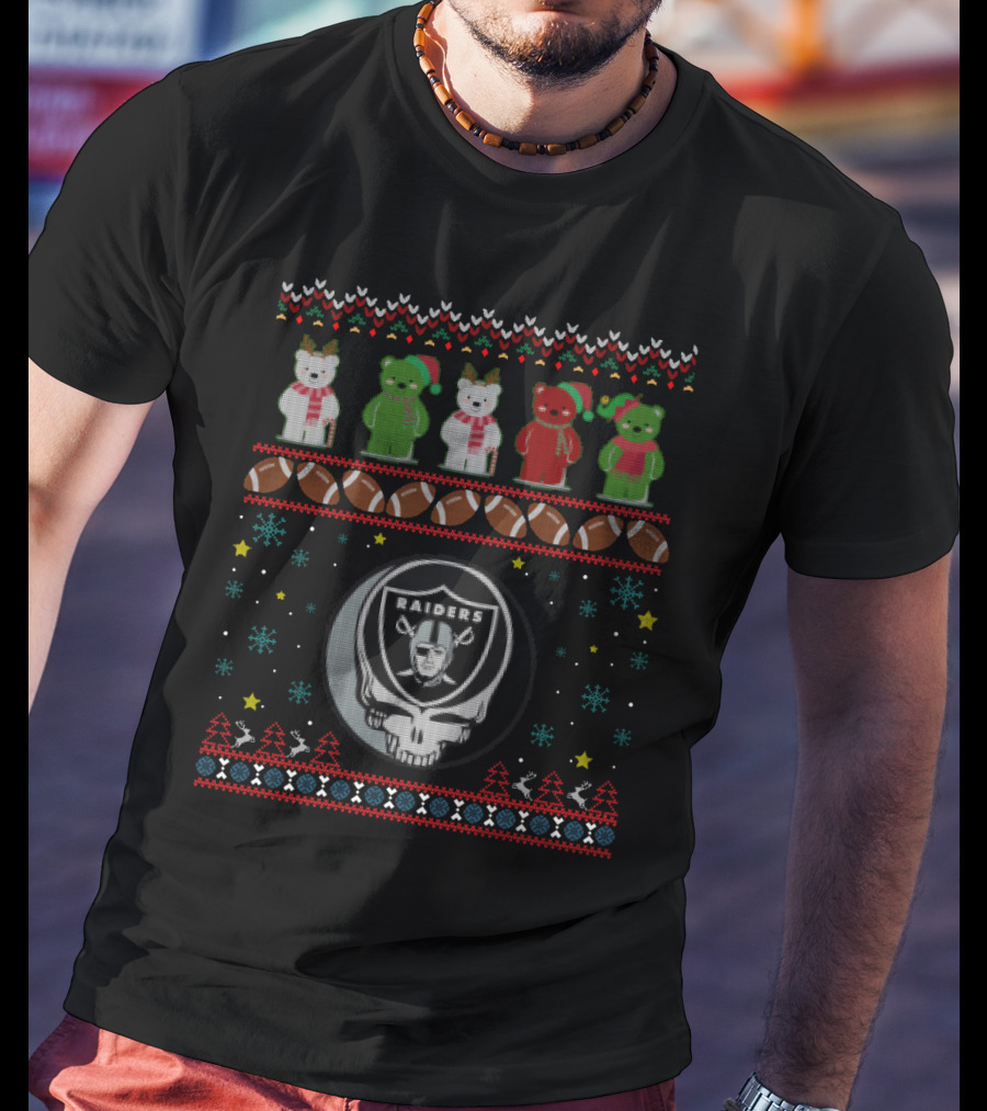 Oakland Raiders Grateful Dead Bears Christmas T-Shirt
