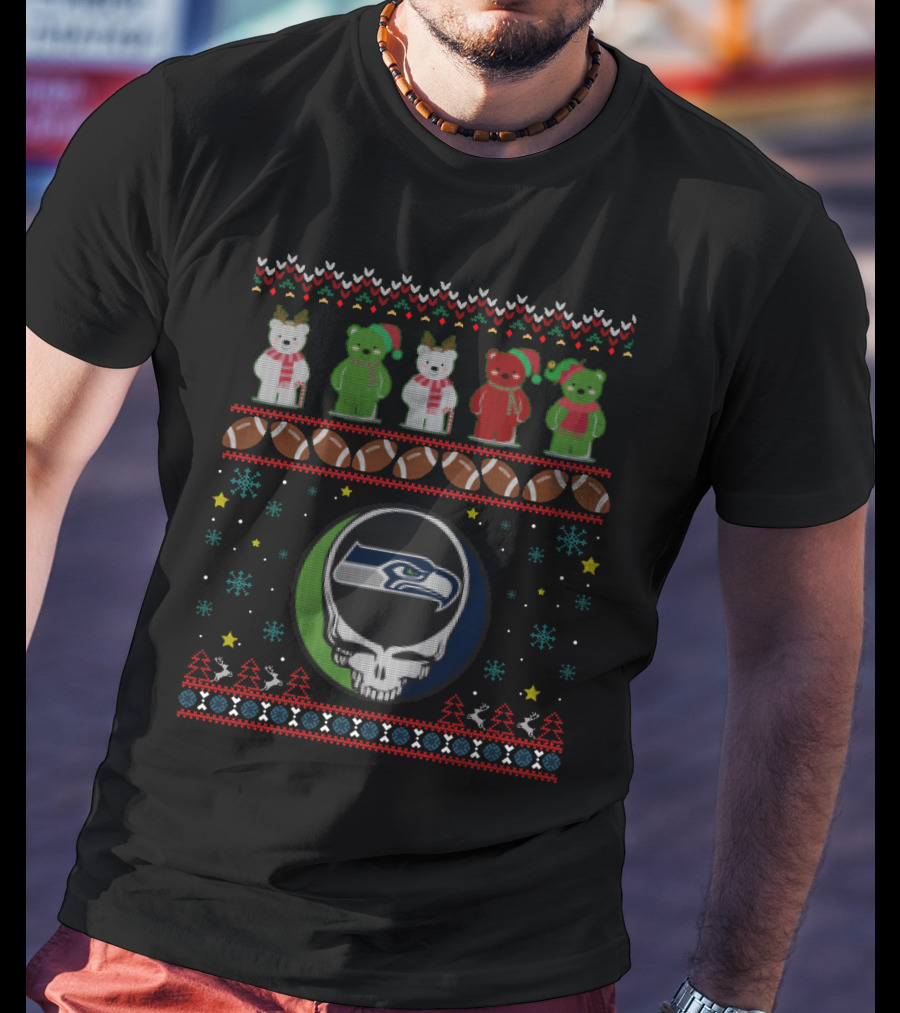 Seattle Seahawks Grateful Dead Bears Christmas T-Shirt