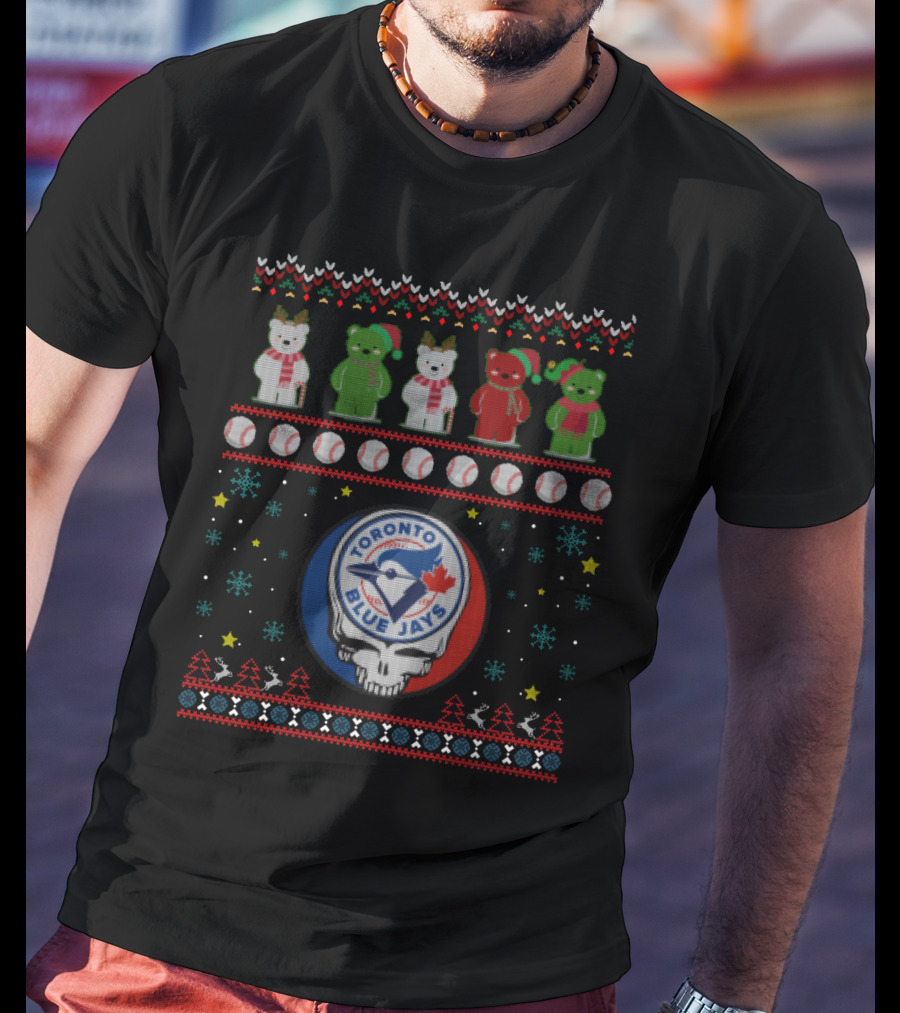 Toronto Blue Jays Grateful Dead Bears Festive Baseball Holiday T-Shirt