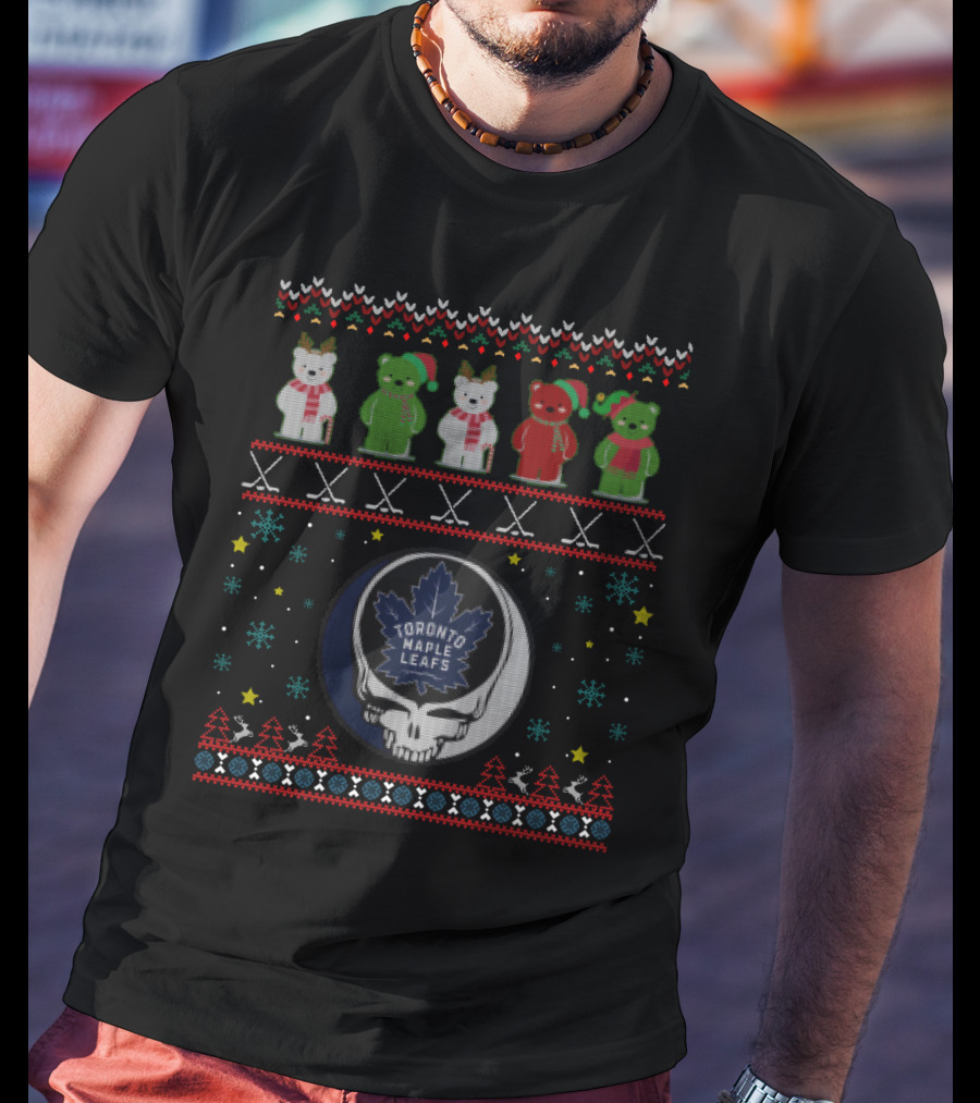 Toronto Maple Leafs Grateful Dead Bears Winter Holiday Themed T-Shirt