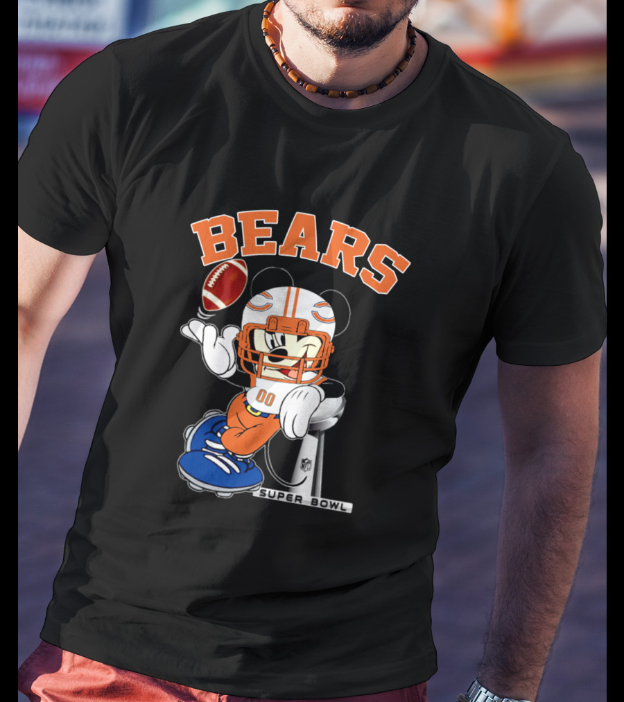 Bears Nfl Mickey Super Bowl Football Character T-Shirt