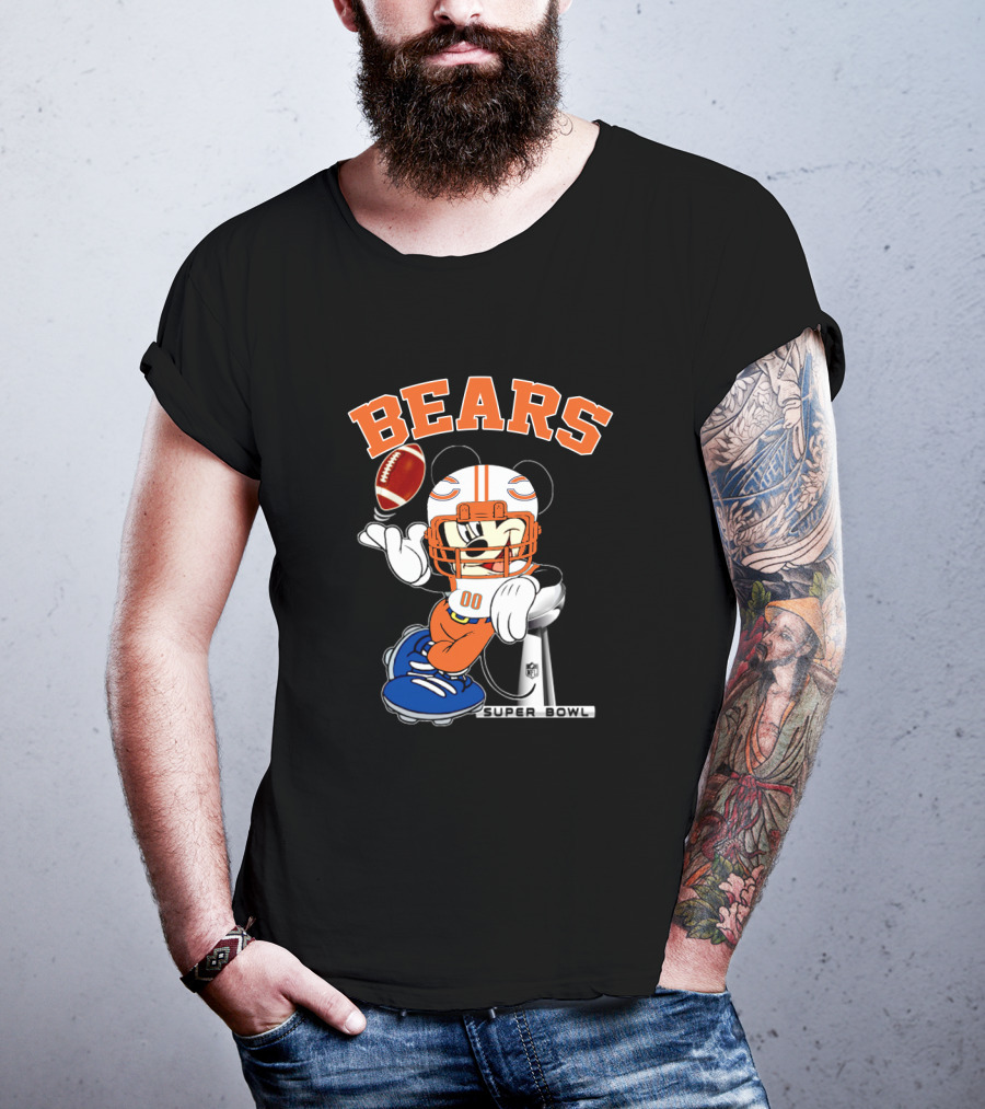 Bears Nfl Mickey Super Bowl Football Character T-Shirt
