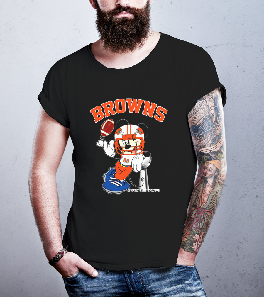 Browns Mickey Nfl Super Bowl Football T-Shirt