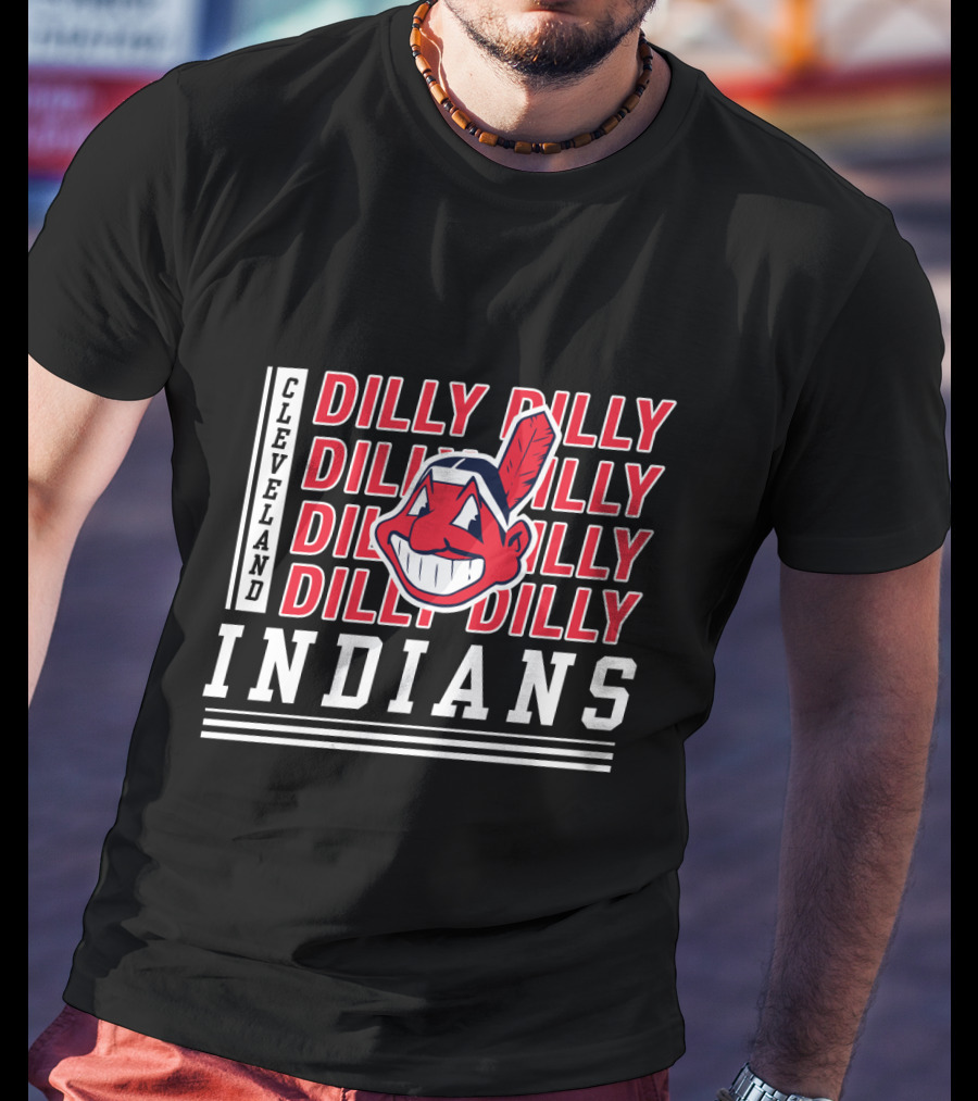 Cleveland Indians Dilly Dilly Red Text Chief Wahoo T-Shirt