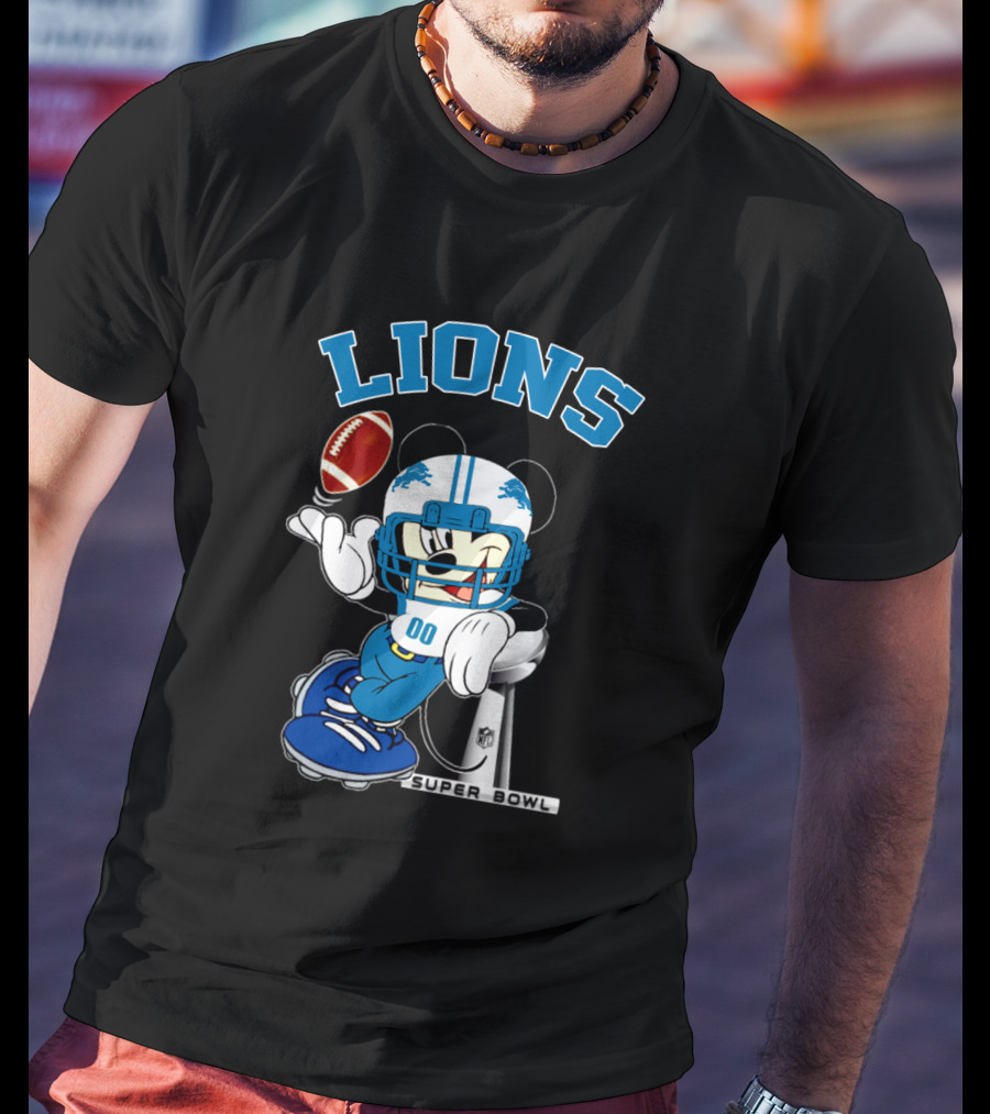 Lions Mickey Nfl Super Bowl Football T-Shirt