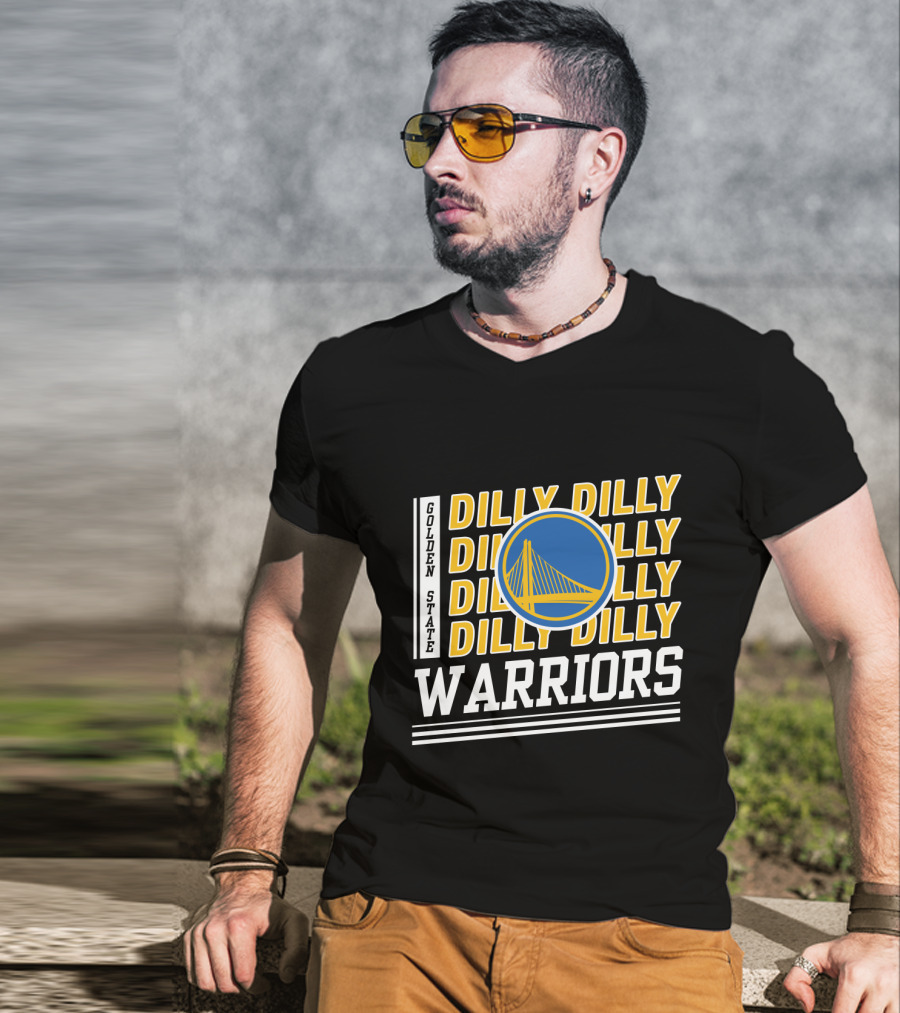 Golden State Warriors Dilly Dilly Basketball Blue And Yellow Bridge T-Shirt