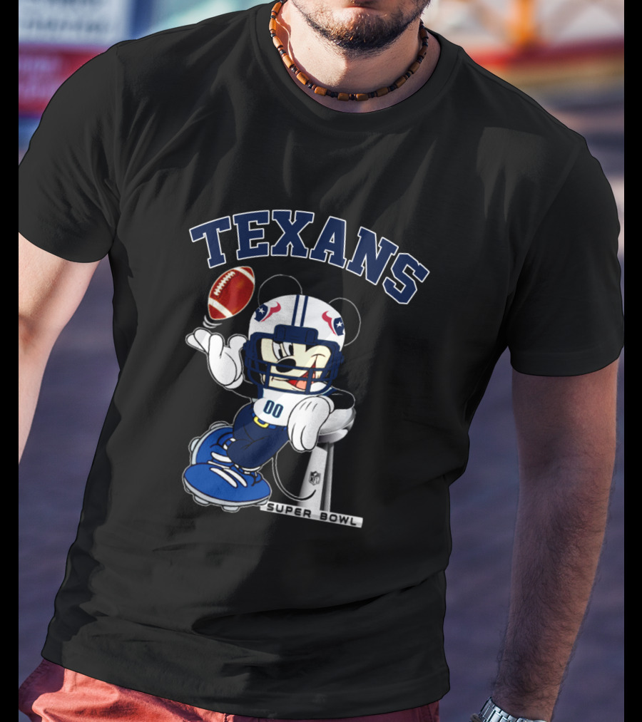 Texans Mickey Nfl Super Bowl Football T-Shirt