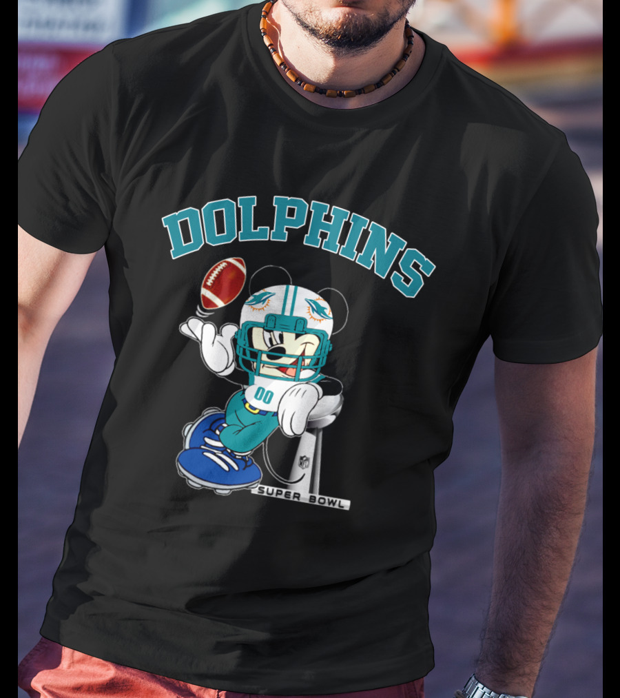 Miami Dolphins Mickey Nfl Super Bowl Football T-Shirt
