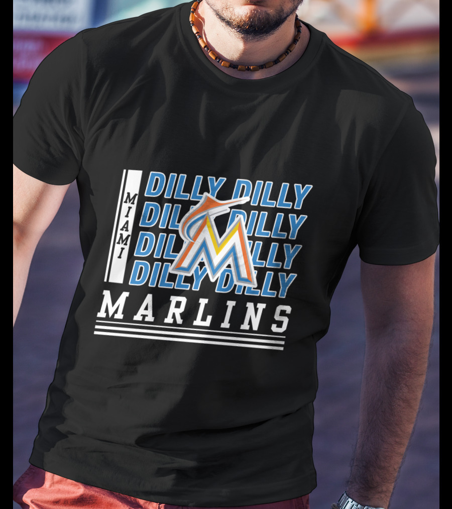 Miami Marlins M Logo Dilly Dilly Baseball Catchphrase T-Shirt