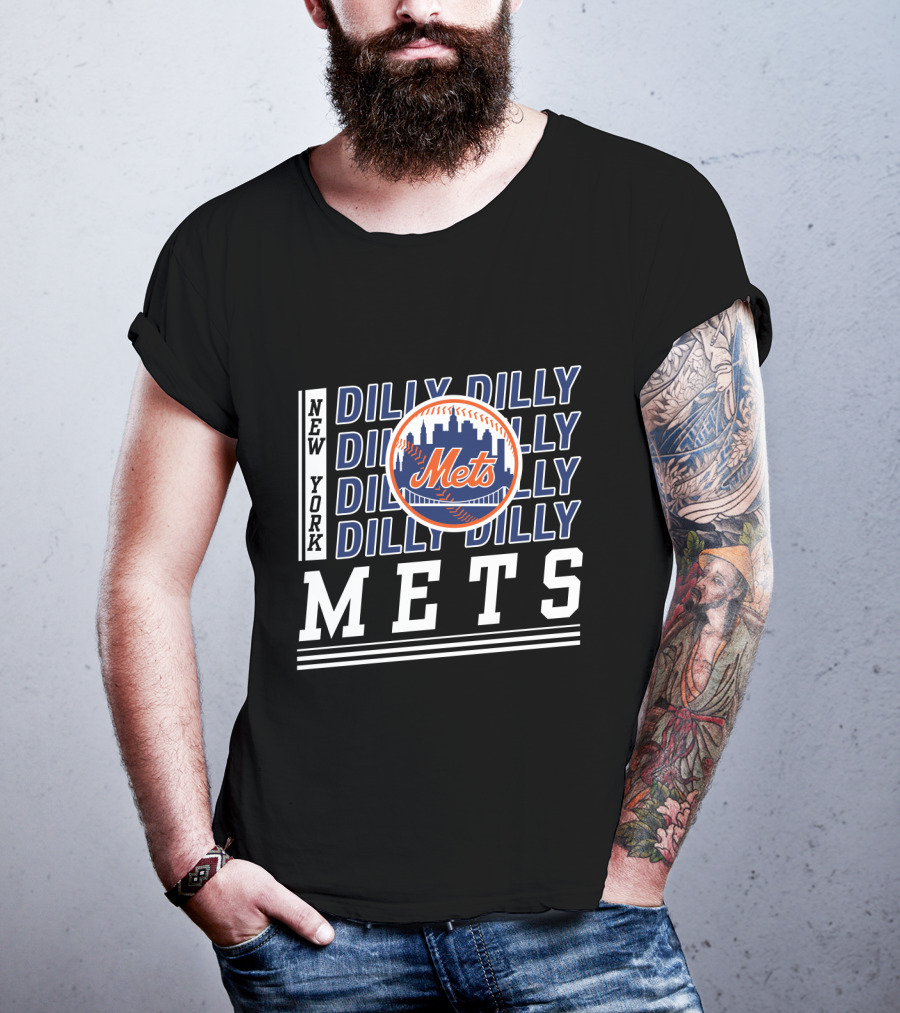 New York Mets Dilly Dilly Baseball Skyline T-Shirt