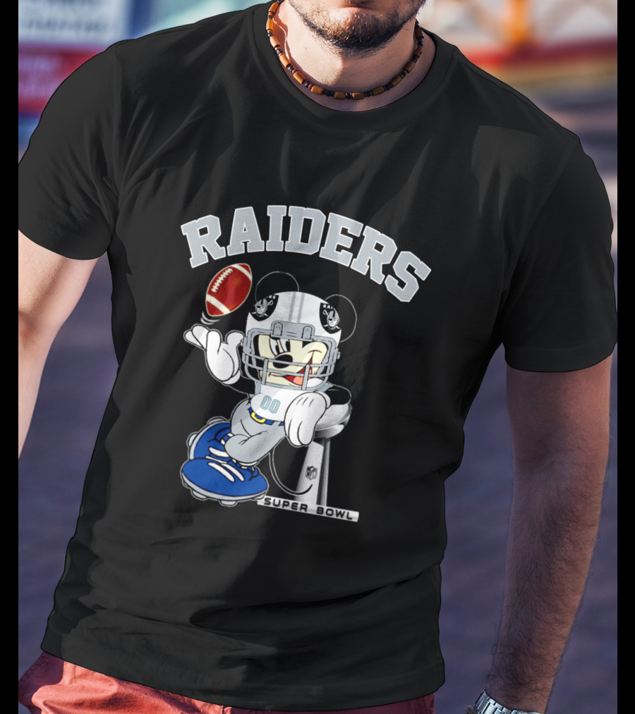 Raiders Mickey Mouse Nfl Super Bowl Football T-Shirt