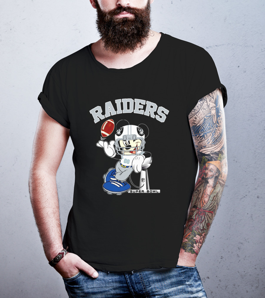 Raiders Mickey Mouse Nfl Super Bowl Football T-Shirt