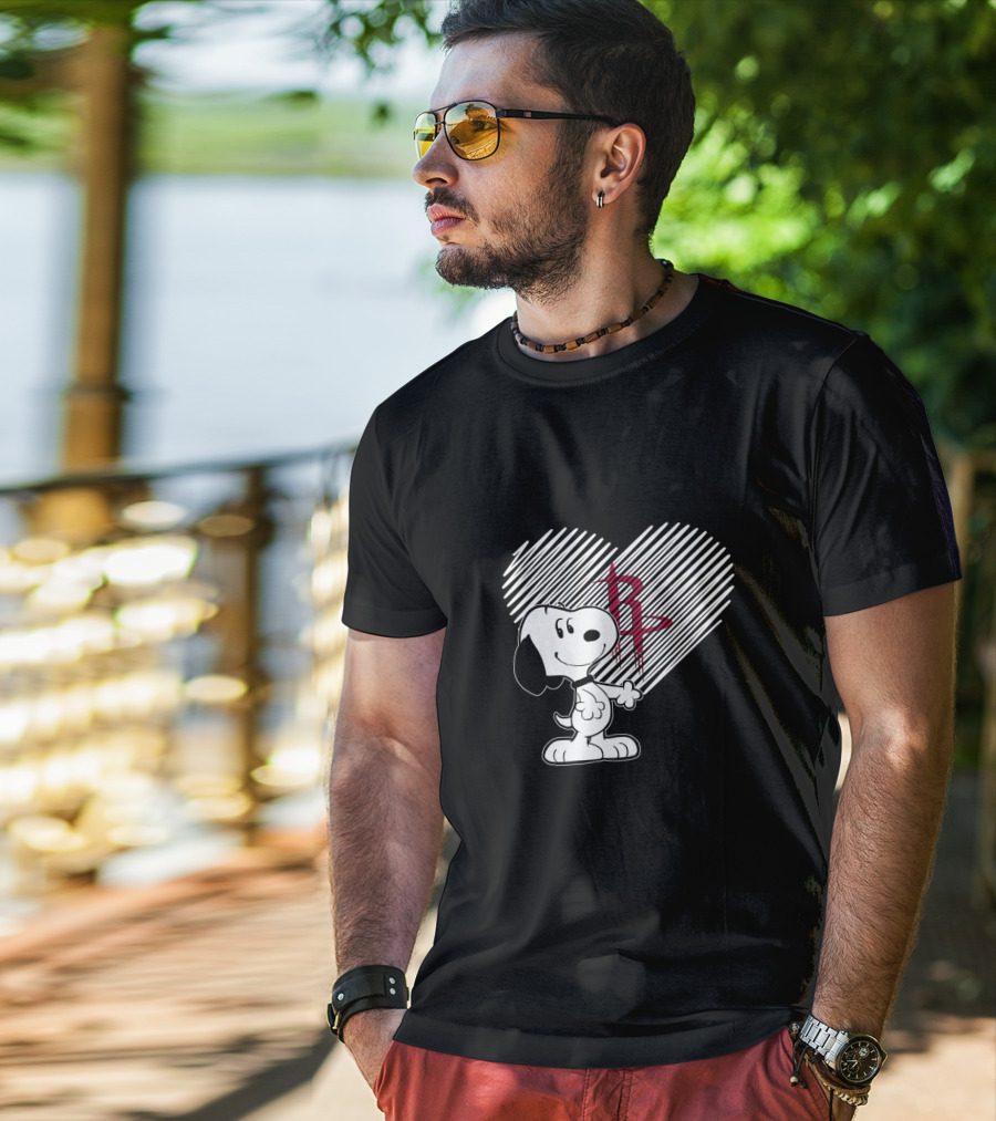 Snoopy Heart Fans Love Houston Rockets T-Shirt