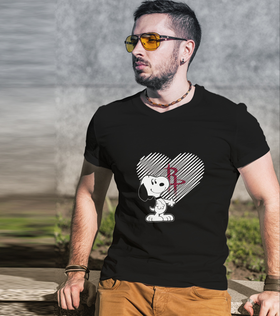 Snoopy Heart Fans Love Houston Rockets T-Shirt