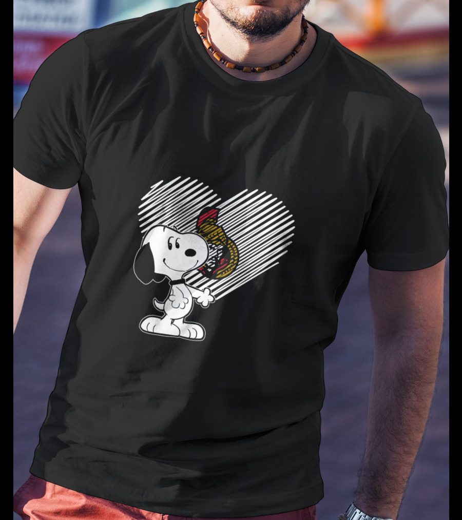 Snoopy Heart Embrace Ottawa Senators Hockey T-Shirt