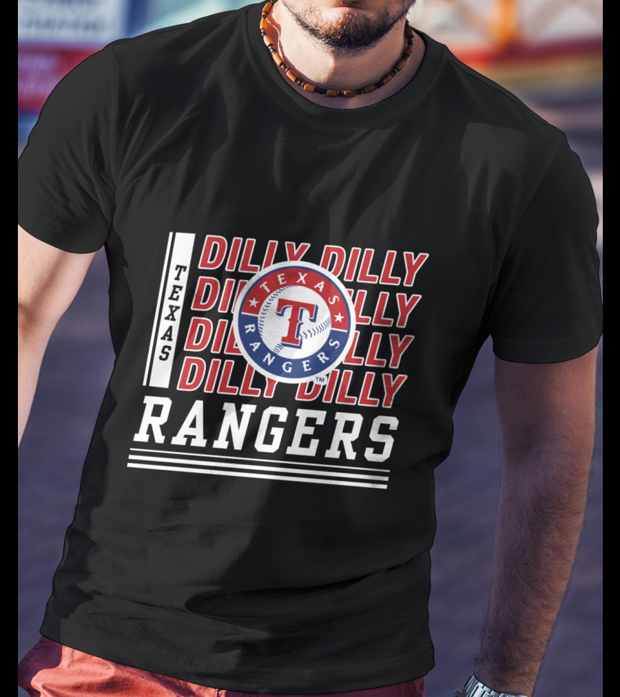 Texas Rangers Dilly Dilly Logo Pattern With Baseball T-Shirt