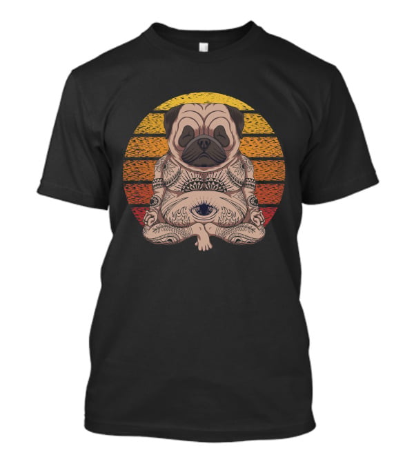 Pug Zen Meditation With Mandala And Third Eye T-Shirt