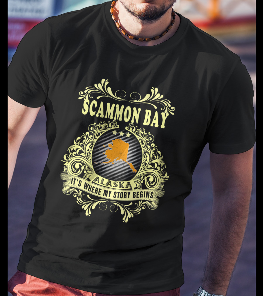 Scammon Bay Alaska It's Where My Story Begins Ornate Map T-Shirt