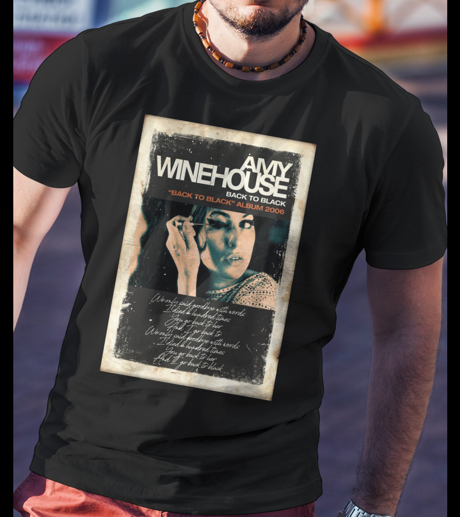 Amy Winehouse Back To Black Back To Black Album 2006 Handwritten Lyrics T-Shirt