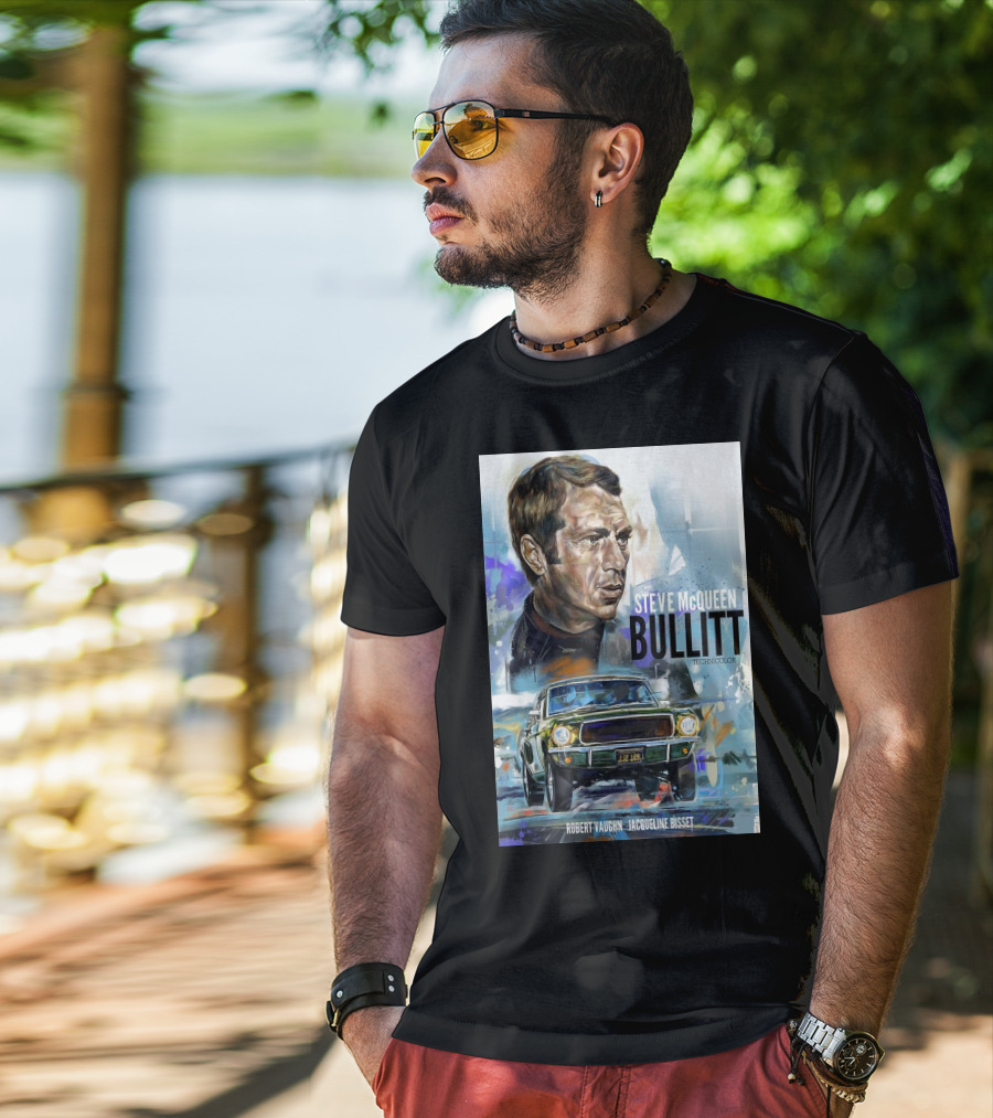 Steve Mcqueen Bullitt Robert Vaughn Jacqueline Bisset Technicolor Movie T-Shirt