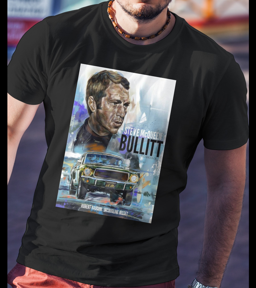 Steve Mcqueen Bullitt Robert Vaughn Jacqueline Bisset Technicolor Movie T-Shirt