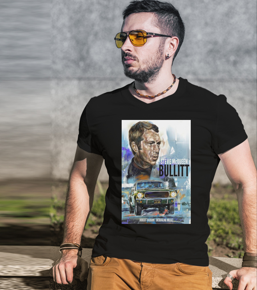Steve Mcqueen Bullitt Robert Vaughn Jacqueline Bisset Technicolor Movie T-Shirt