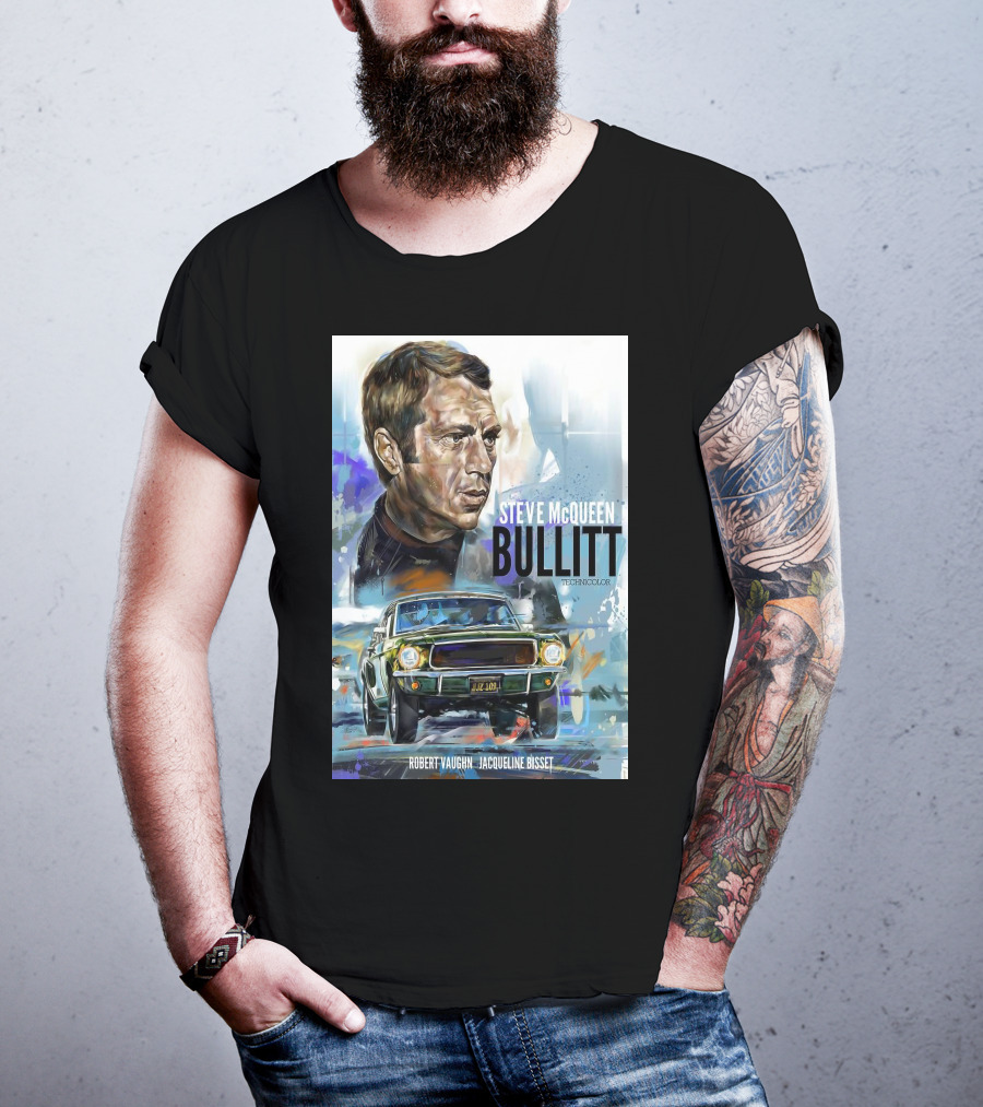 Steve Mcqueen Bullitt Robert Vaughn Jacqueline Bisset Technicolor Movie T-Shirt