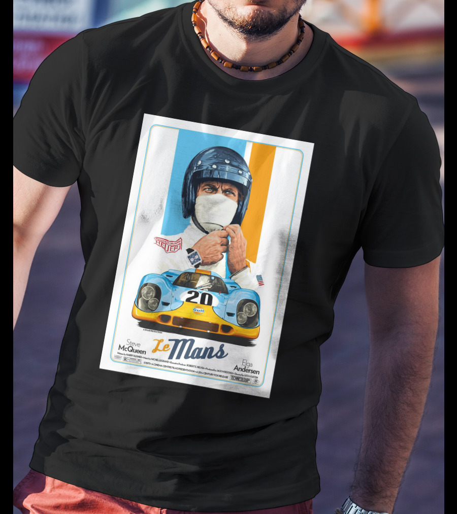 Steve Mcqueen Le Mans Gulf Driver 20 Elga Andersen T-Shirt
